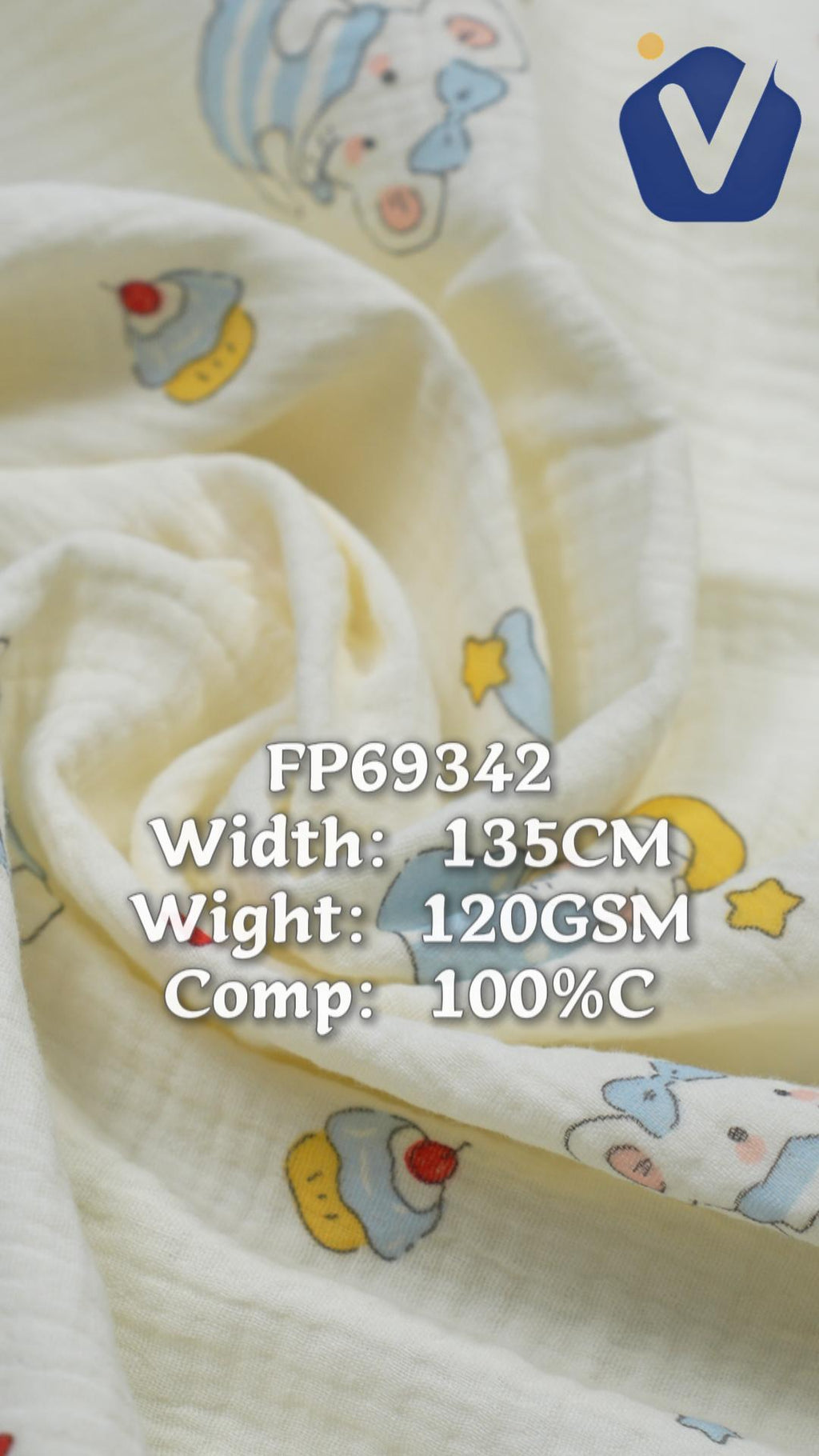 FP69342 / Print / Baby Crinkle Printed Fabric fabric image