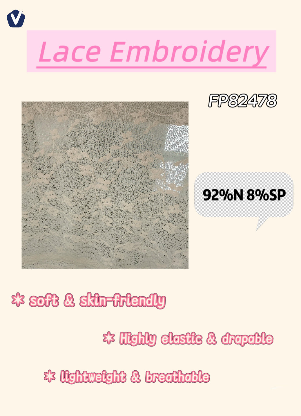 FP82478 / M3336 / Lace Embroidery fabric image
