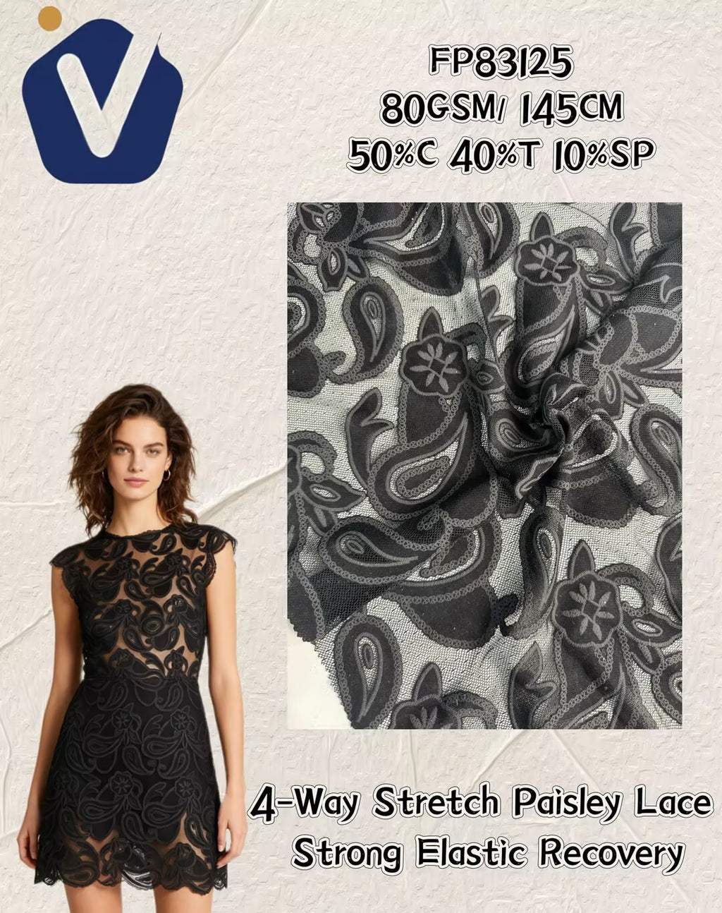 FP83125 / MH101 / Lace Embroidery fabric image