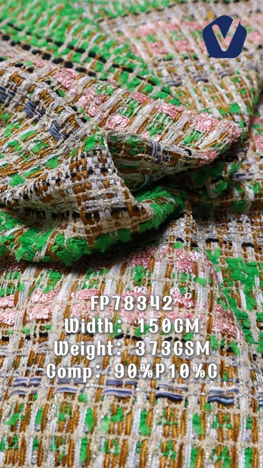 FP78342 / 244 Green / Chanel-style Tweed