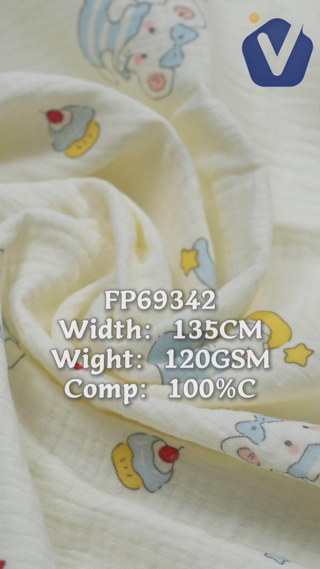 FP69342 / Print / Baby Crinkle Printed Fabric fabric video