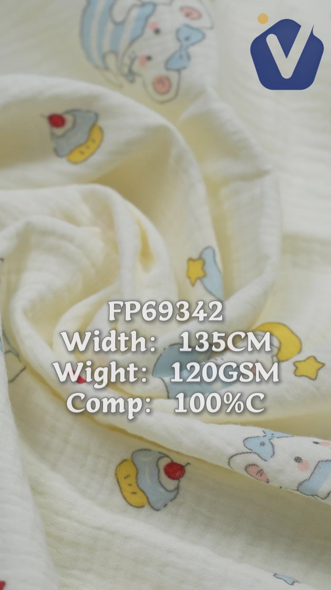 FP69342 / Print / Baby Crinkle Printed Fabric fabric video