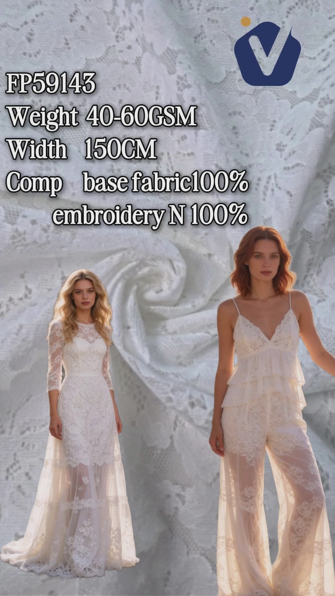 FP59143 / MP101-1 / Lace Embroidery fabric video