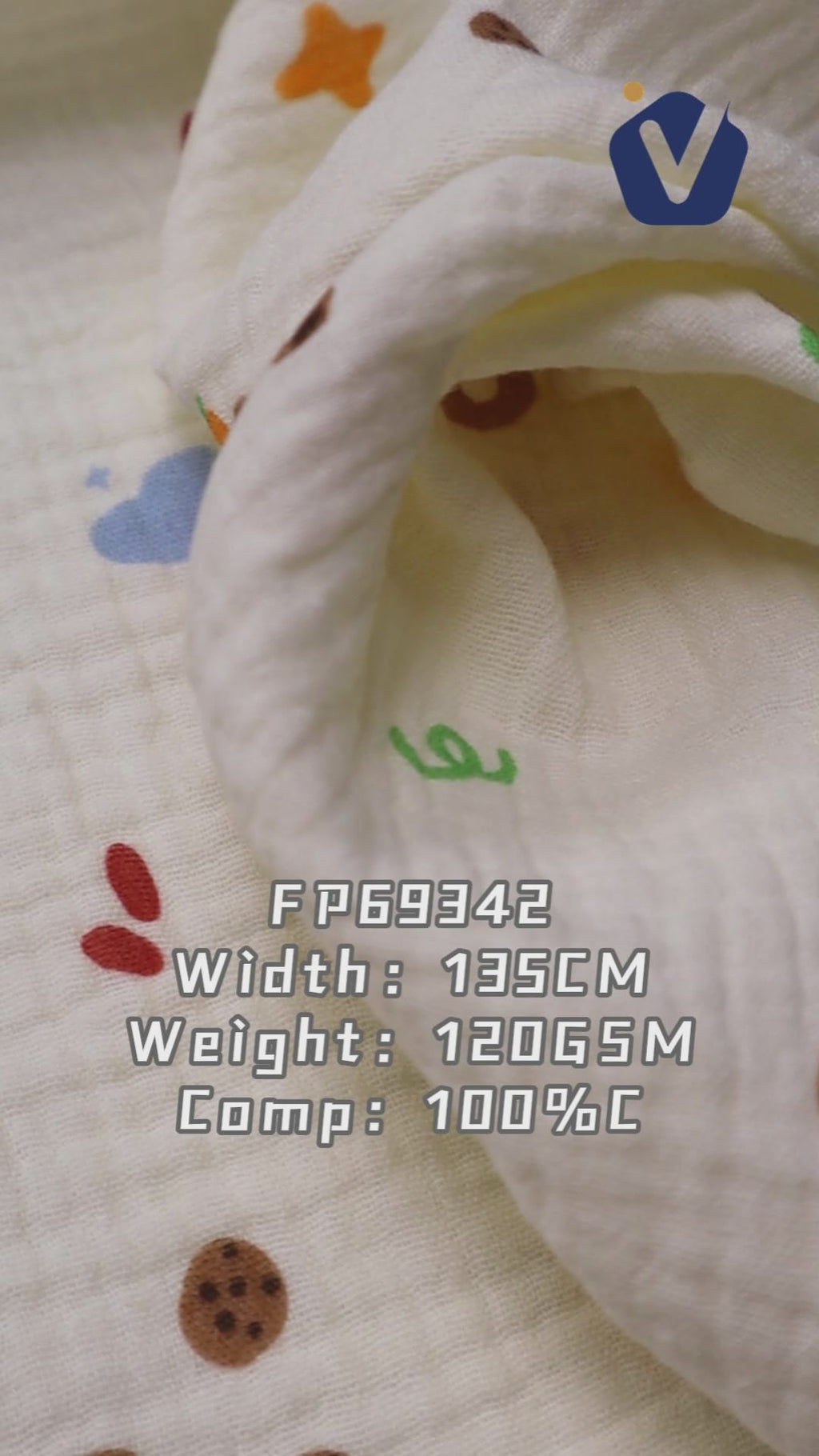 FP69342 / Print / Baby Crinkle Printed Fabric fabric video
