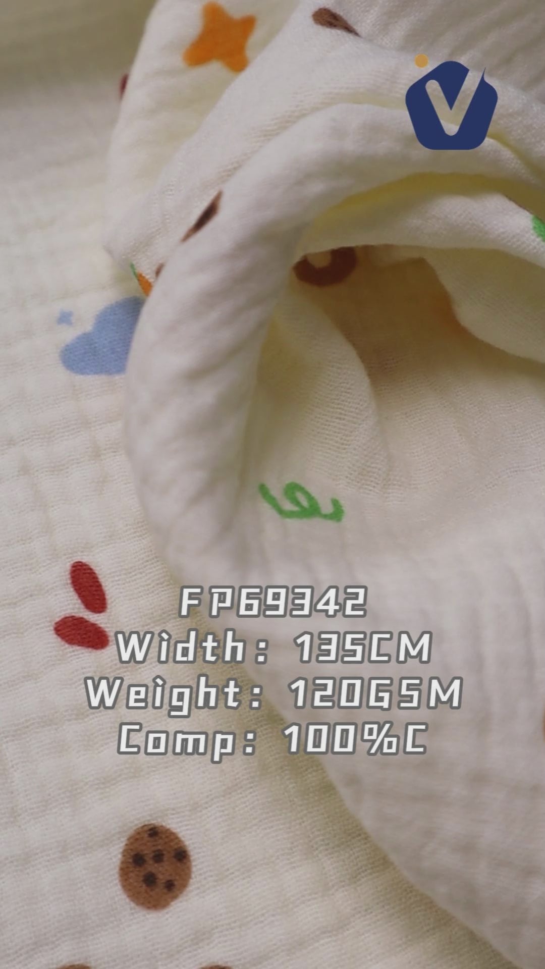 FP69342 / Print / Baby Crinkle Printed Fabric fabric video