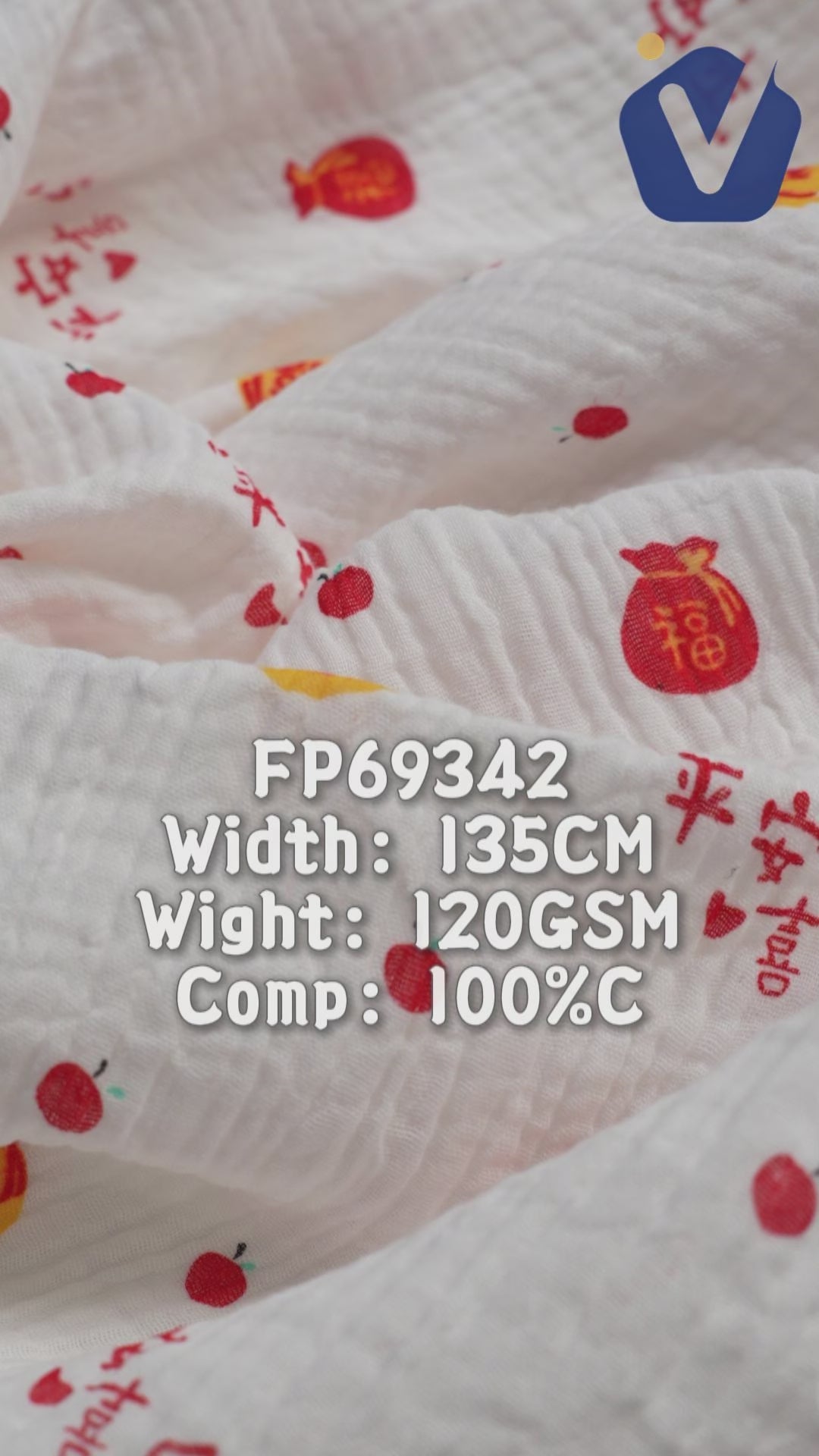 FP69342 / Print / Baby Crinkle Printed Fabric fabric video