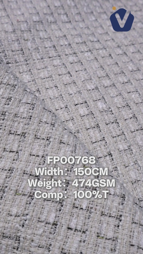 FP00768 / 1927 White / Chanel-style Tweed fabric video