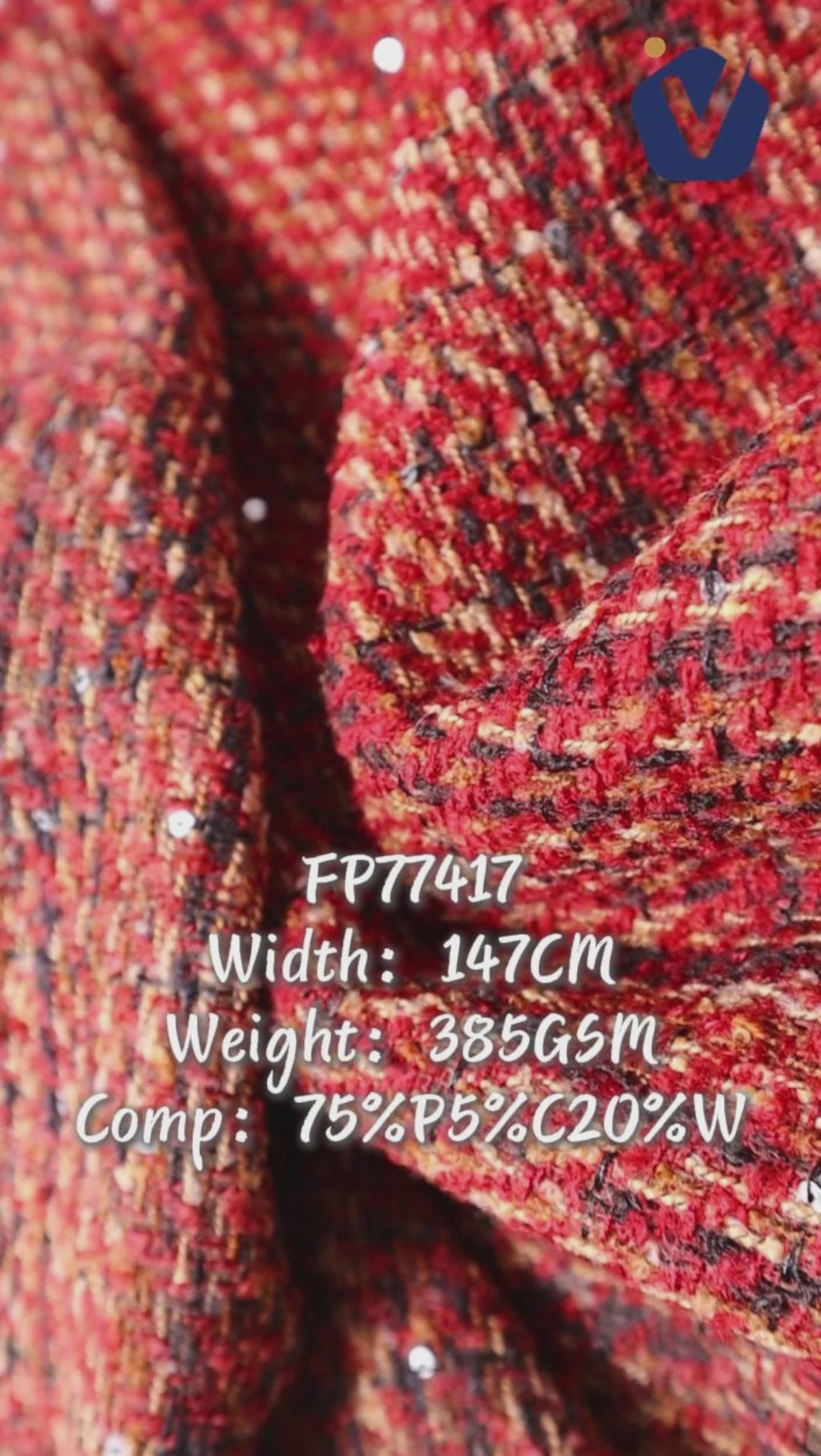 FP77417 / 398 / Chanel-style Tweed fabric video