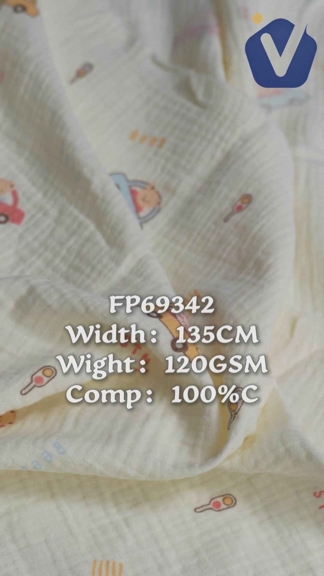 FP69342 / Print / Baby Crinkle Printed Fabric fabric video